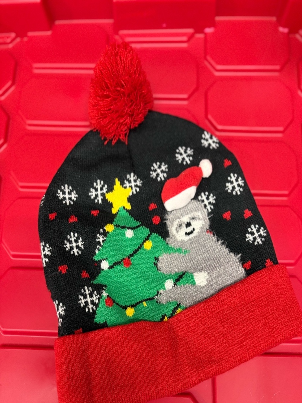 Christmas Sloth Beanie Hat, One Size Fits All